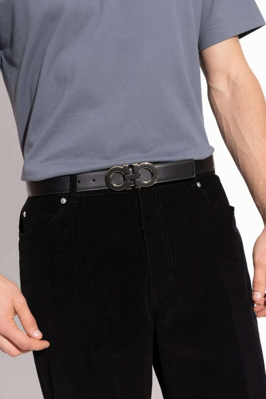 FERRAGAMO BLACK Double-sided belt