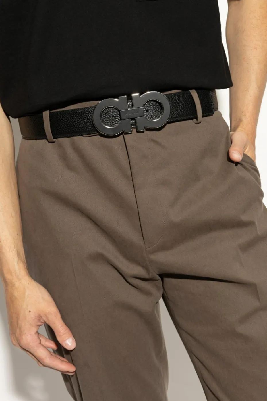 FERRAGAMO BLACK Double-sided belt