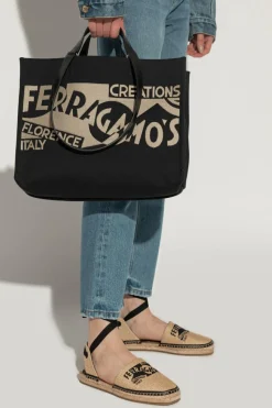 FERRAGAMO BLACK FERRAGAMO 'Sing M' shopper bag