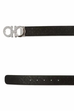 FERRAGAMO BLACK ‘Gancini’ motif belt