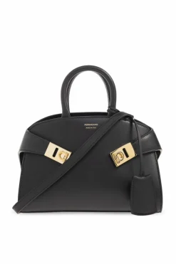 FERRAGAMO BLACK ‘Hug Mini’ shoulder bag