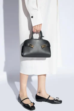 FERRAGAMO BLACK ‘Hug Mini’ shoulder bag