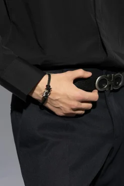 FERRAGAMO BLACK Leather bracelet