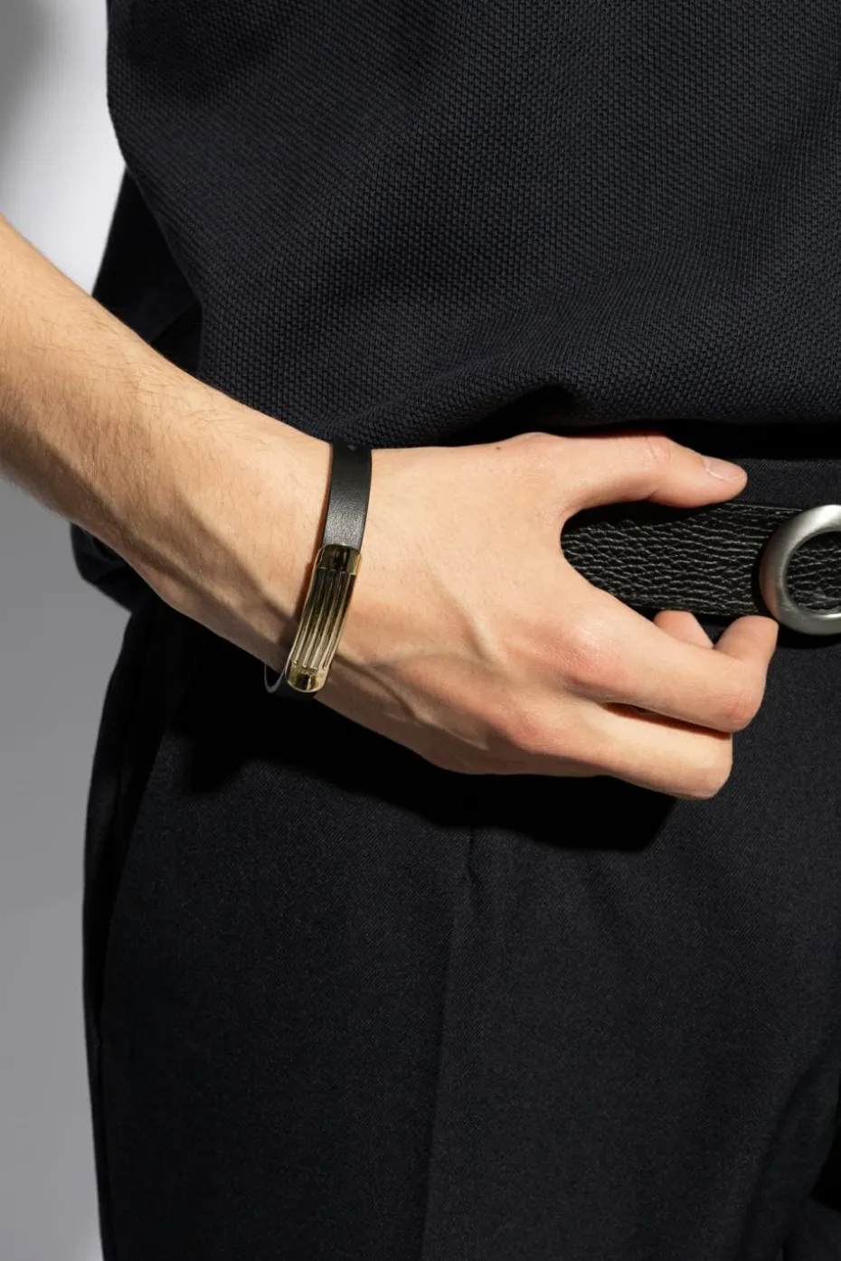 FERRAGAMO BLACK Leather bracelet