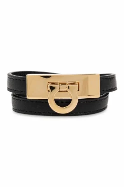 FERRAGAMO BLACK Leather bracelet