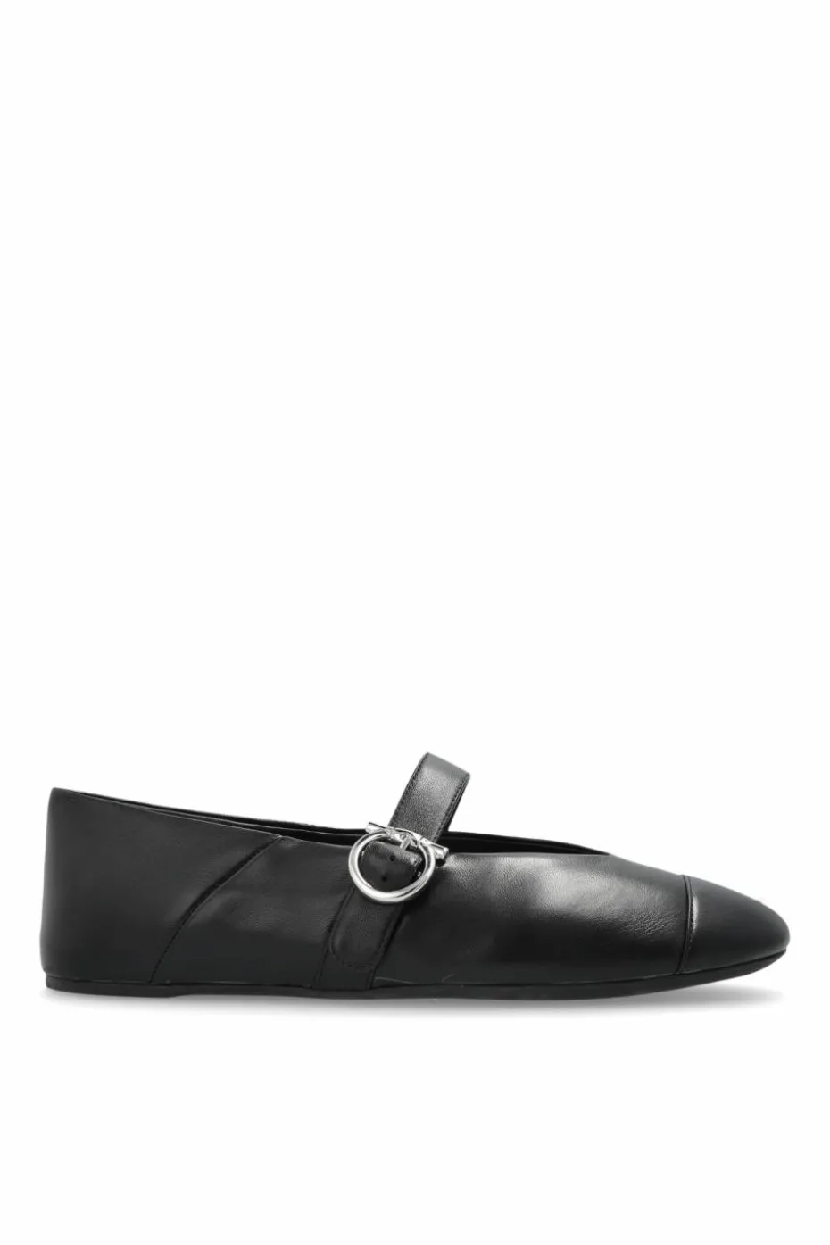 FERRAGAMO BLACK Leather ballet flats