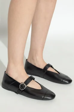 FERRAGAMO BLACK Leather ballet flats