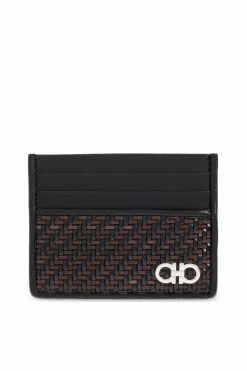 FERRAGAMO BLACK Leather cardholder