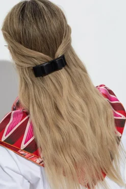 FERRAGAMO BLACK Leather hair clip