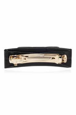 FERRAGAMO BLACK Leather hair clip