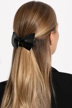 FERRAGAMO BLACK Leather hair clip