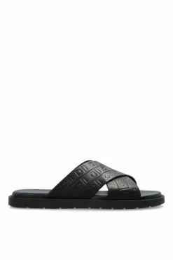 FERRAGAMO BLACK Leather slides Brise