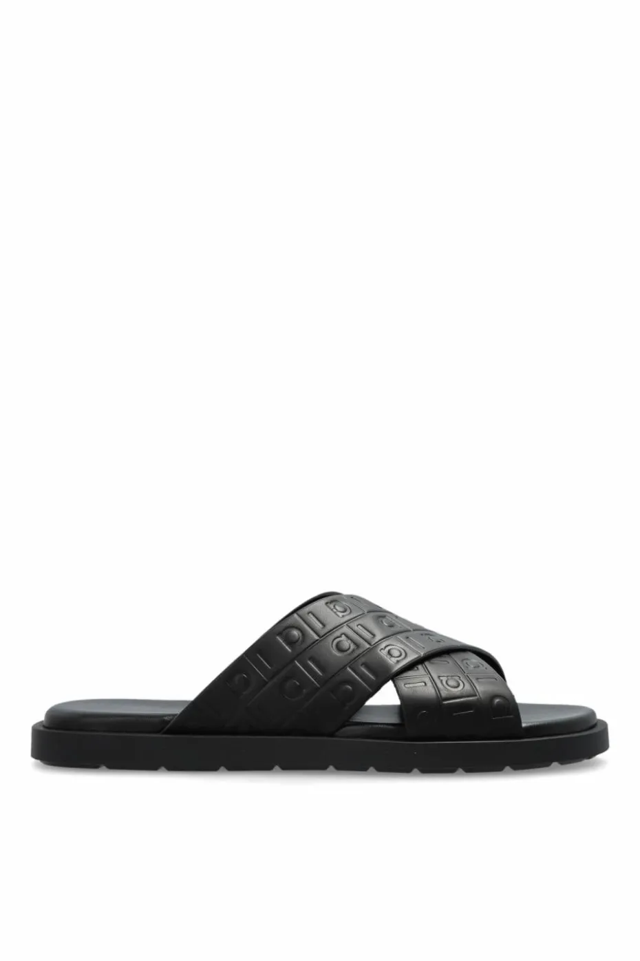 FERRAGAMO BLACK Leather slides Brise