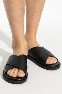 FERRAGAMO BLACK Leather slides Brise