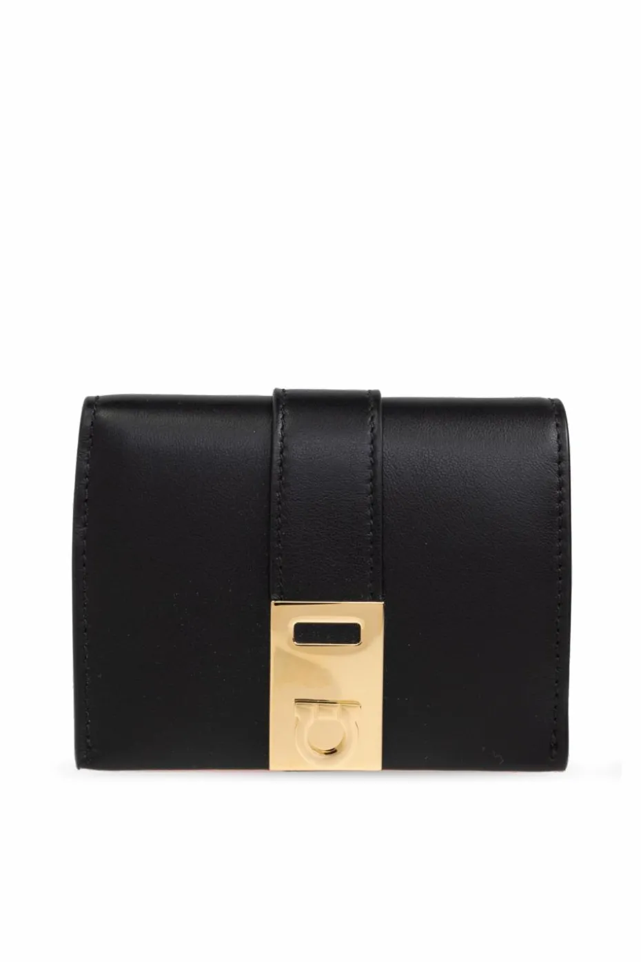 FERRAGAMO BLACK Leather wallet with logo
