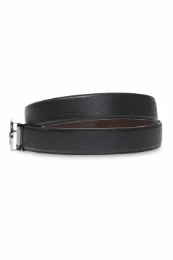 FERRAGAMO BLACK Logo-buckled belt