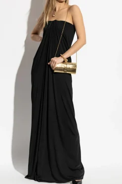 FERRAGAMO BLACK Off-the-shoulder dress