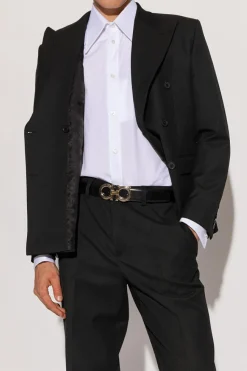 FERRAGAMO BLACK Reversible leather belt