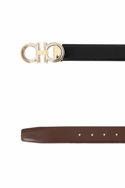 FERRAGAMO BLACK Reversible leather belt
