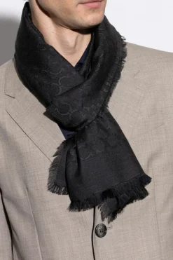 FERRAGAMO BLACK Scarf with Monogram