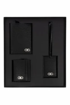 FERRAGAMO BLACK Set: document holder, card holder