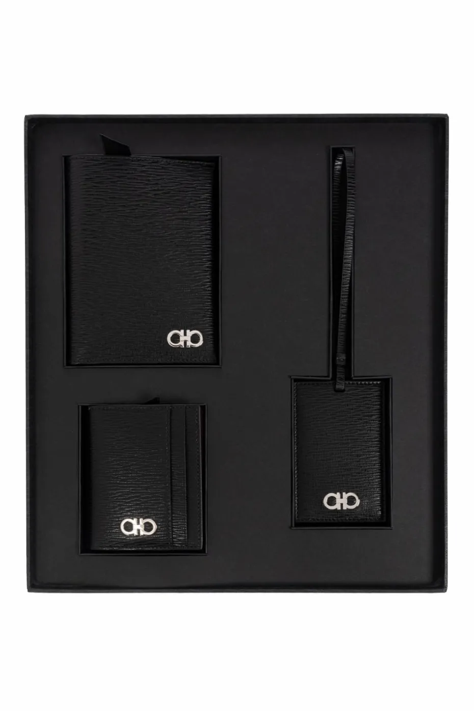 FERRAGAMO BLACK Set: document holder, card holder