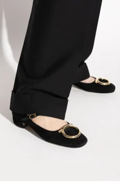 FERRAGAMO BLACK Suede high-heeled shoes