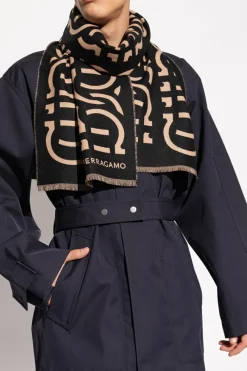 FERRAGAMO BLACK Wool scarf