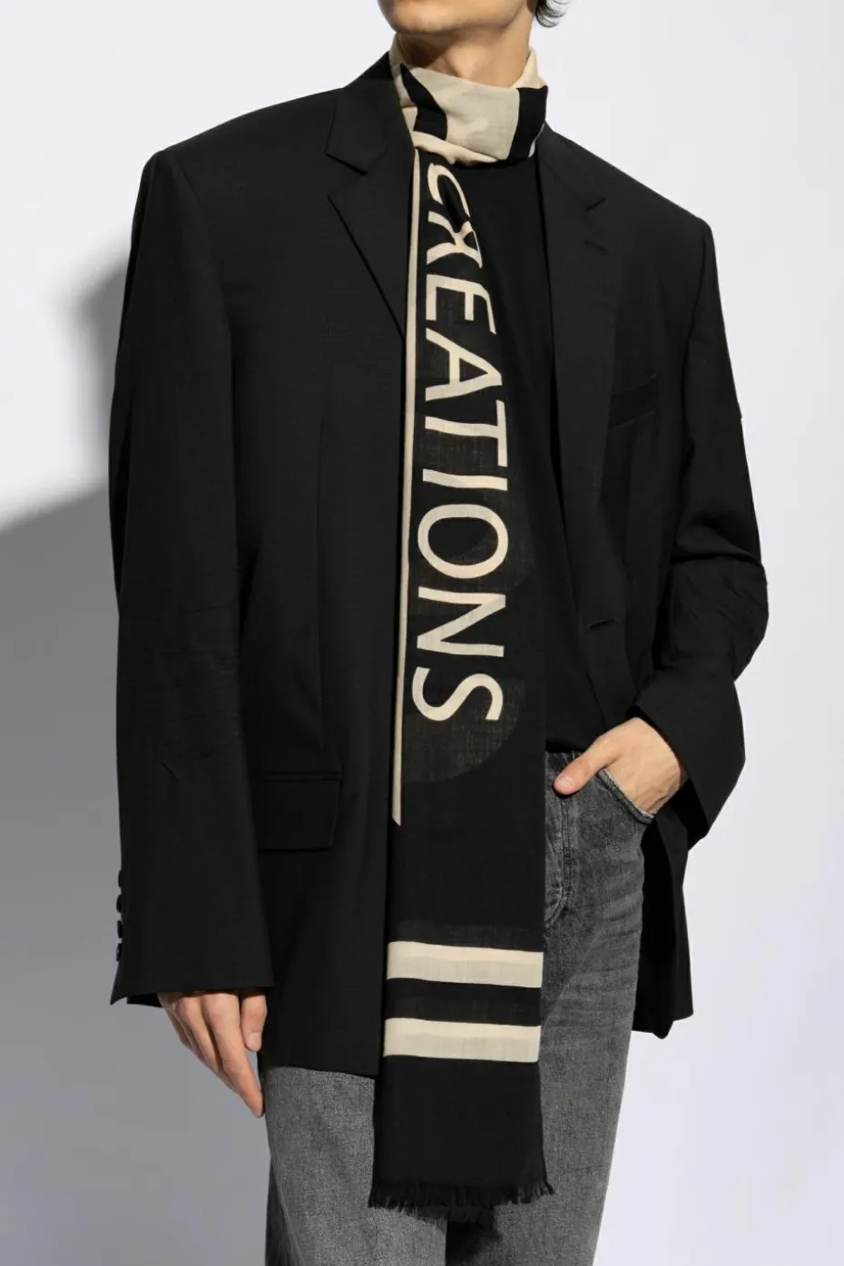 FERRAGAMO BLACK Wool scarf