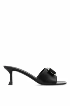 FERRAGAMO BLACK ‘Zelie’ heeled mules