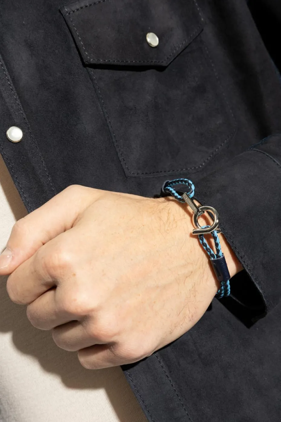 FERRAGAMO BLUE Leather bracelet