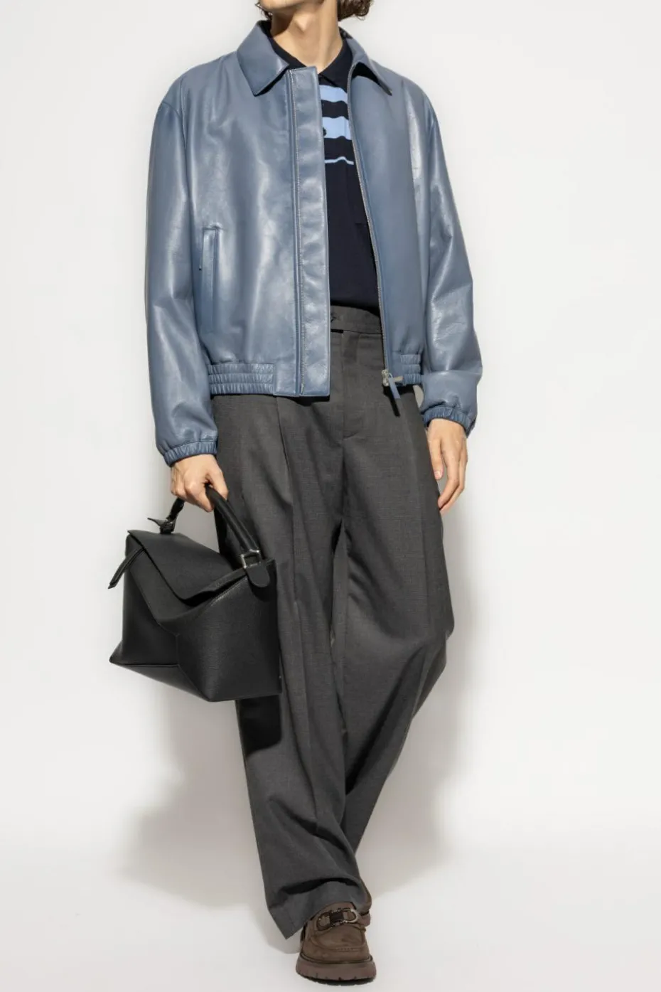 FERRAGAMO BLUE Leather jacket