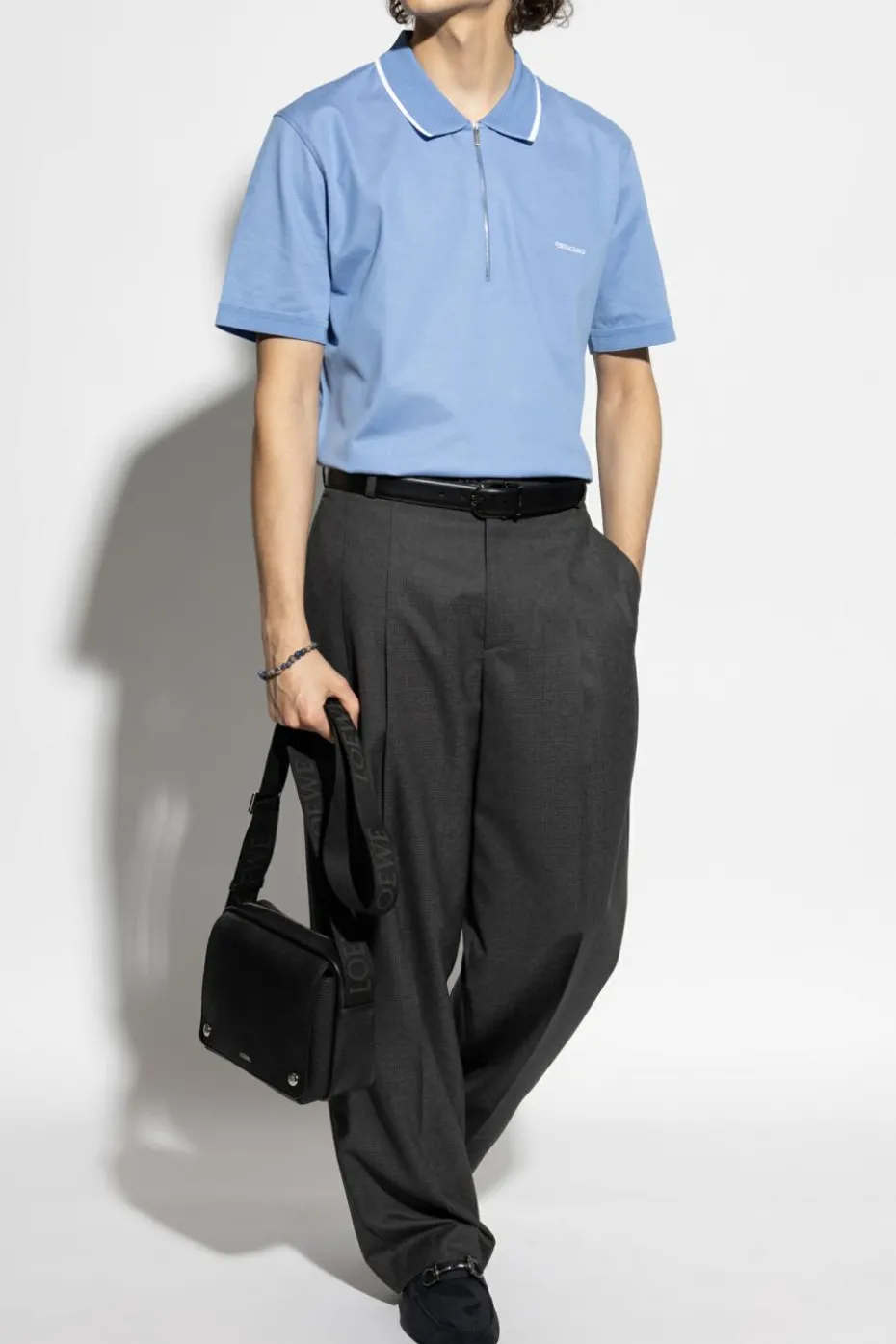FERRAGAMO BLUE Polo with logo