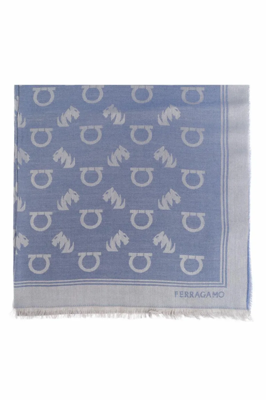 FERRAGAMO BLUE Scarf with monogram