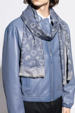 FERRAGAMO BLUE Scarf with monogram