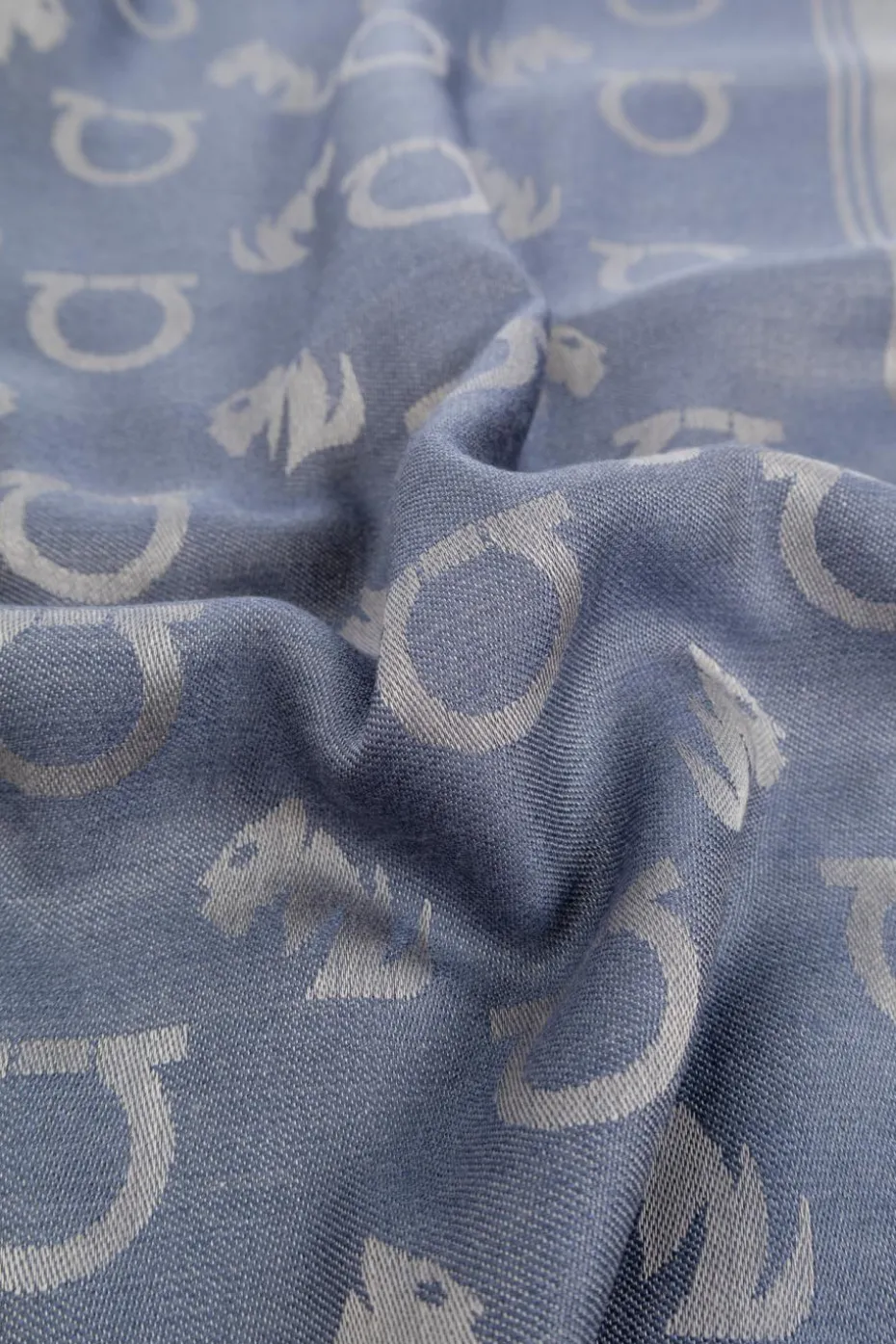 FERRAGAMO BLUE Scarf with monogram