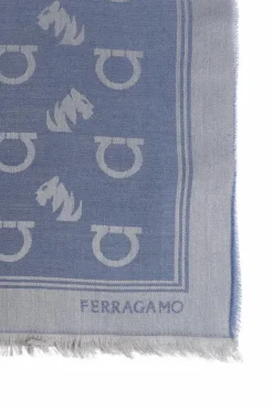 FERRAGAMO BLUE Scarf with monogram