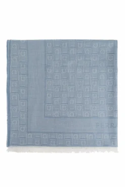 FERRAGAMO BLUE Scarf with logo