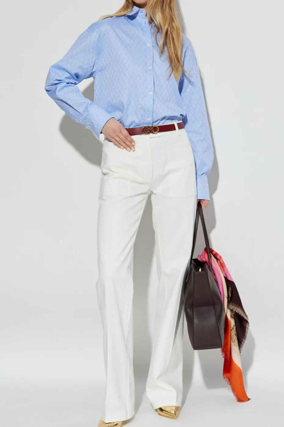 FERRAGAMO BLUE Shirt with monogram