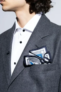 FERRAGAMO BLUE Silk pocket square