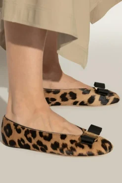 FERRAGAMO BROWN Ballerinas with animal motif