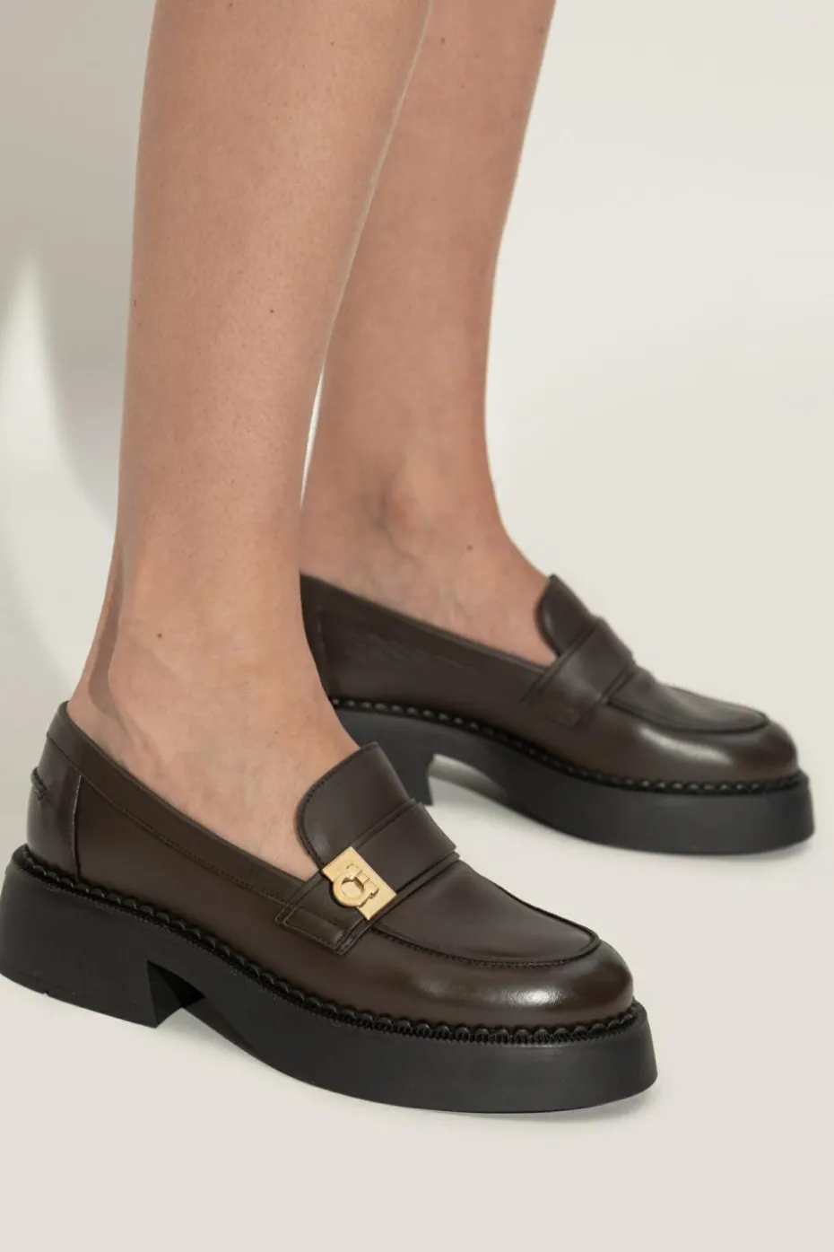 FERRAGAMO BROWN "Caminia" loafers shoes