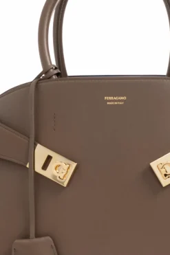 FERRAGAMO BROWN ‘Hug’ shoulder bag