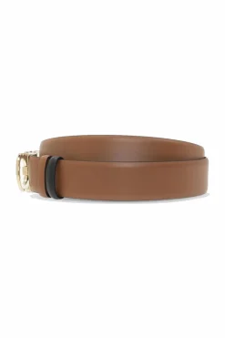 FERRAGAMO BROWN Leather belt with logo