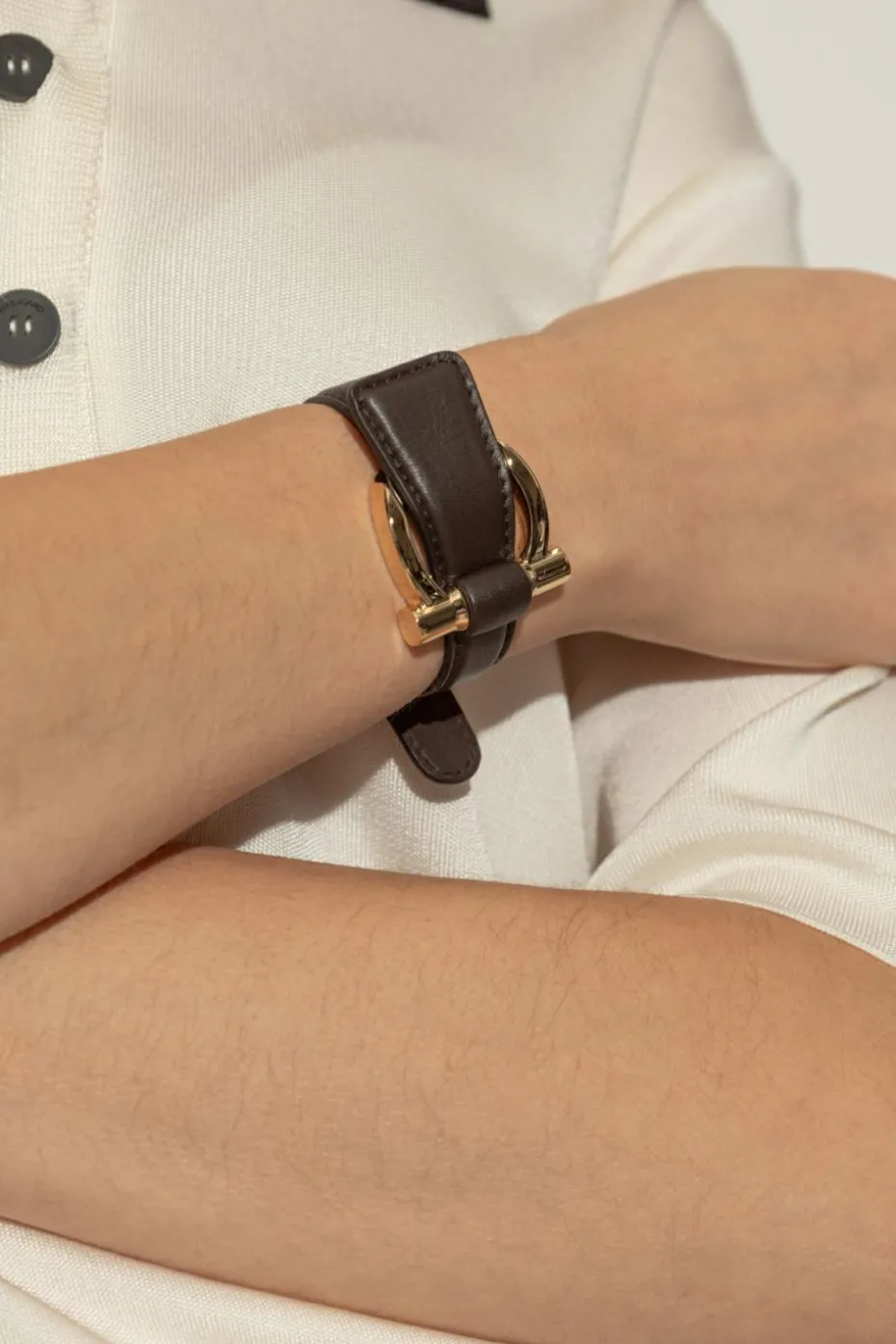 FERRAGAMO BROWN Leather bracelet