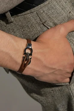 FERRAGAMO BROWN Leather bracelet