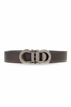 FERRAGAMO BROWN Reversible belt with logo