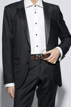 FERRAGAMO BROWN Reversible ‘Adjus’ belt