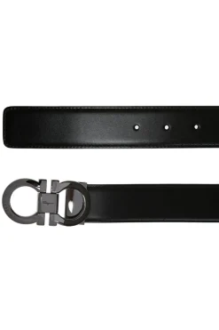 FERRAGAMO BROWN Reversible leather belt