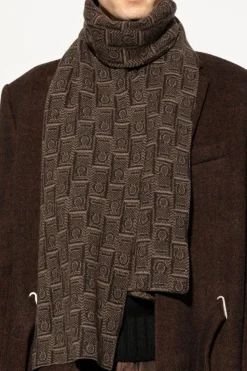 FERRAGAMO BROWN Scarf with monogram